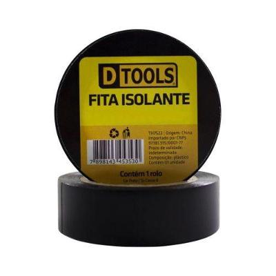 Fita Isolante 10 Metros Preta 18mm Fácil Aplicação Preto Dtools 10M