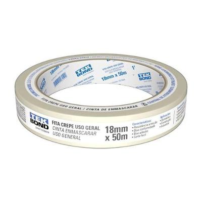 Fita Crepe Fita Crepe 18mmx50m Papel Crepado Tratado Fácil Remoção Bege Tekbond