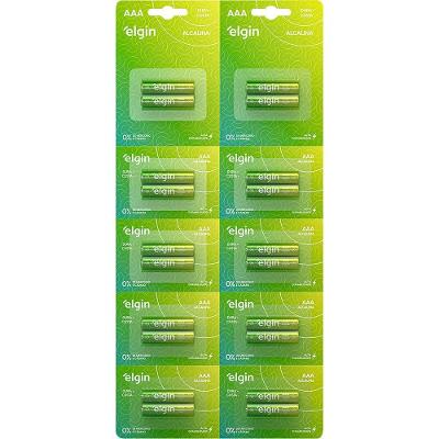 Pilha Alcalina Palito AAA 1,5V Alta Durabilidade Branco Elgin 20 UNIDADES