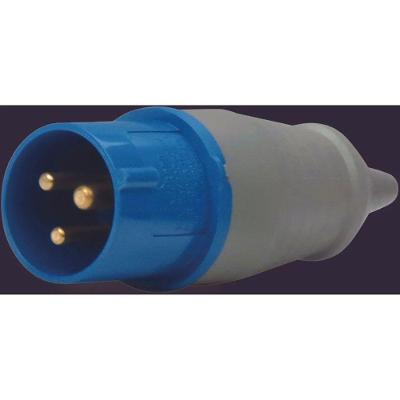 Plugue 2P+T 16A 200-250V IP44 Protecao Agua e Poeira Azul Soprano