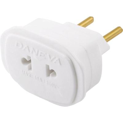 Plugue Adaptador DN 1659 Universal 2P para Tomada 2 Pinos Redondos Ou Chatos Branco Daneva