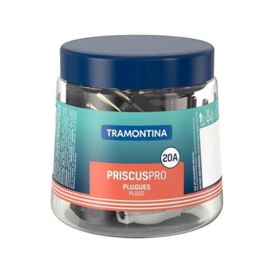 Pino e Plugue PINO MACHO 2P+T-20A PR-BR POTE com 20PC 2P+T 20A-250V Preto e Branco Tramontina