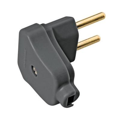 Pino Macho Angular 2P 10A 250V Bivolt para Conexao Eletrica Preto Tramontina