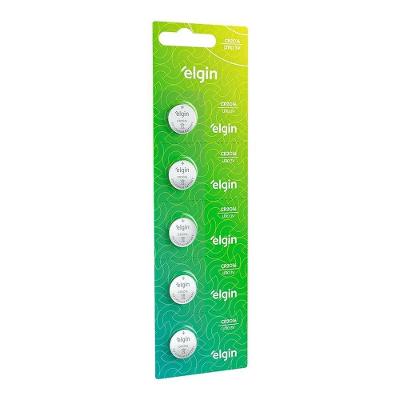 Pilha Botao CR2016 Litio 3V Bivolt Longa Duracao Prata Elgin Blister 5 Unidades