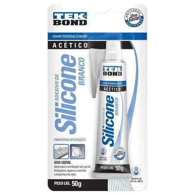 Silicone Acético Blister Uso Doméstico Alta Temperatura Branco Tekbond 50G