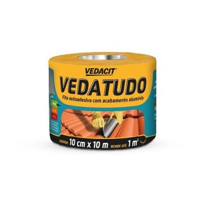 Fita Asfáltica Vedatudo Autoadesiva com Acabamento Aluminizado Prata Vedacit 10CM