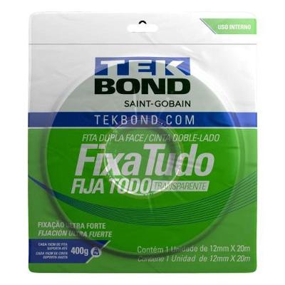 Fita Dupla Face Fita Fixa Tudo Acrílica Transparente Tekbond 12MM X 20M