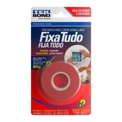 Fita Dupla Face 35138 Acrílica Exterior Adesão Ultra Forte Uso Interno e Externo Cinza Tekbond 19MM