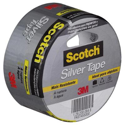 Fita Adesiva Silver Tape Multiuso Alta Adesao Resistente Agua Ruptura Cinza 3M 4.5CM 5M