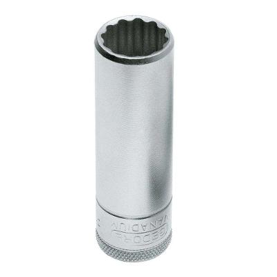 Soquete Estriado Longo Encaixe 1-2 13mm com Encaixe Firme Aço Cromo Vanádio Gedore