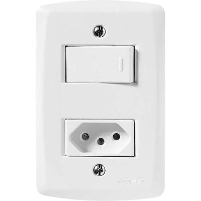 Interruptor com Tomada Lux2 10A 250V Bivolt Branco Tramontina
