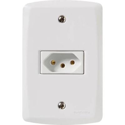 Tomada Lux2 com Placa 4X2 2P+T 10A 250V Bivolt Branco Termoplastico Tramontina