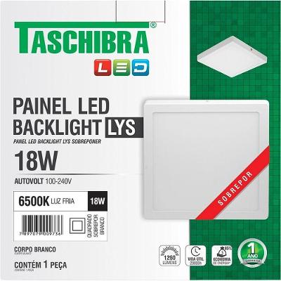 Luminária LED de Sobrepor 15140178 18W Bivolt Quadrado Branco Taschibra