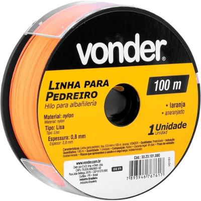 Linha para Pedreiro Lisa 3323101080 0,8MM X 100M Laranja Vonder