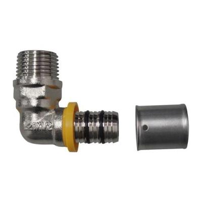 Acessório para Gás PEX Joelho 90º com Rosca Macho DN20 X 1-2 Conexão com Terminal de Compressão