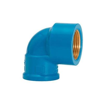 Joelho Azul PVC 25 X 3-4 90° Bolsa Soldável com Rosca em Latão Azul Plastubos