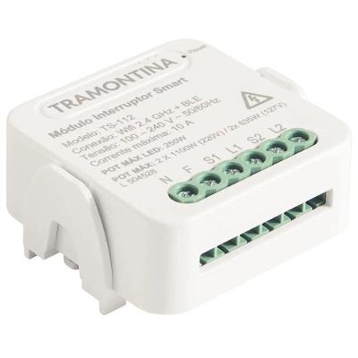 Interruptor Smart Módulo 2 Canais Wi-Fi 2.4 Ghz Alexa Google Assistant Branco Tramontina