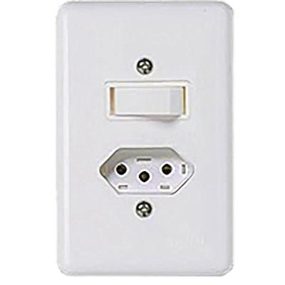 Interruptor Slim com Tomada 10A Branco Ilumi Materiais Elétricos