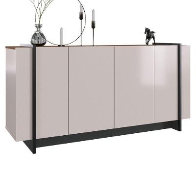 Balcão Buffet Copacabana 4 Portas 2 Prateleiras MDP 160CM Preto Colibri Móveis