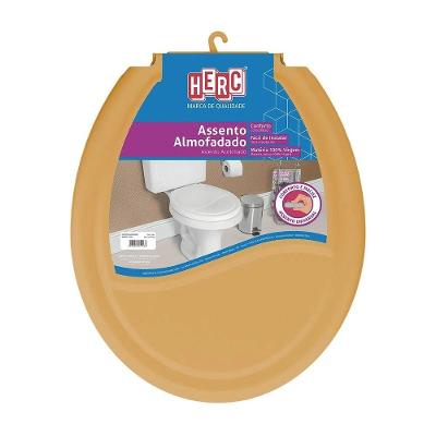 Assento Sanitário Oval Polipropileno Fechamento Convencional Almofadado Caramelo Herc