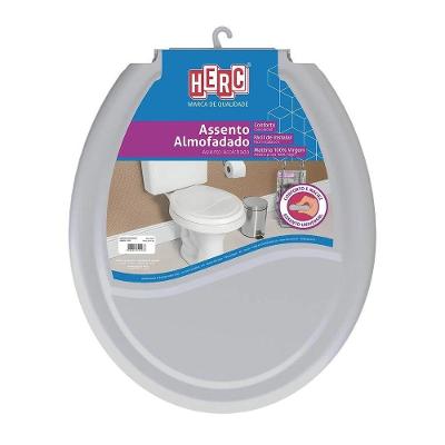 Assento Sanitário Almofadado Convencional Polipropileno Cinza Herc