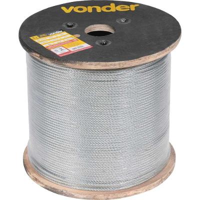 Cabo de Aço Galvanizado Vonder 3526048619 Estático Dinâmico com Alma de Fibra Inox 500M