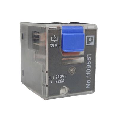 Rele Industrial Plugável REL-IR-BL-L-125DC-4X21 com LED 125VDC 6A Phoenix Contact 1109561