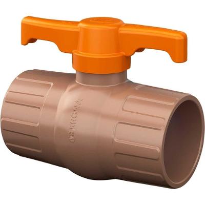 Registro de Esfera Soldável Compacto 544 para Água Fria 50MM 7,5 kgf-cm² Marrom Krona 3 Unidades
