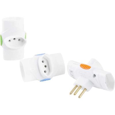 Plugue Tipo T DN1676 3 Saídas 2P+T 10A 250V~ Branco Daneva 12 Peças