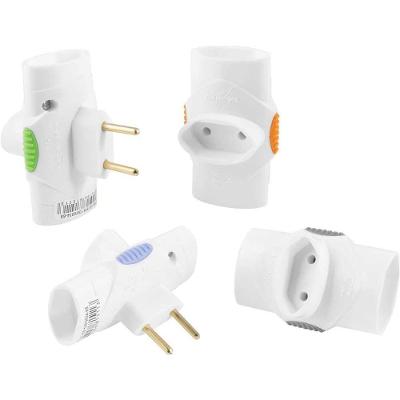Plugue Tipo T DN1555 3 Saídas 2P Encaixe Estável Branco Daneva 10A 220V