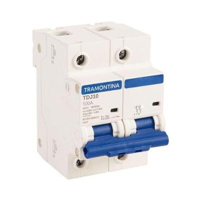Disjuntor 2P TDJ102C100 2x100A 10kA Bivolt Protecao Eletrica Branco Tramontina