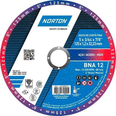 Disco de Corte BNA12 Corte Fino Tipo 41 g 46 12.250 RPM para Aço Carbono e Inox Norton