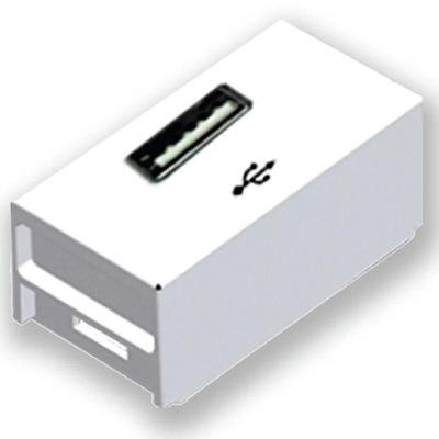 Módulo Tomada USB Slim com Saída USB Design Moderno Branco Ilumi Materiais Elétricos