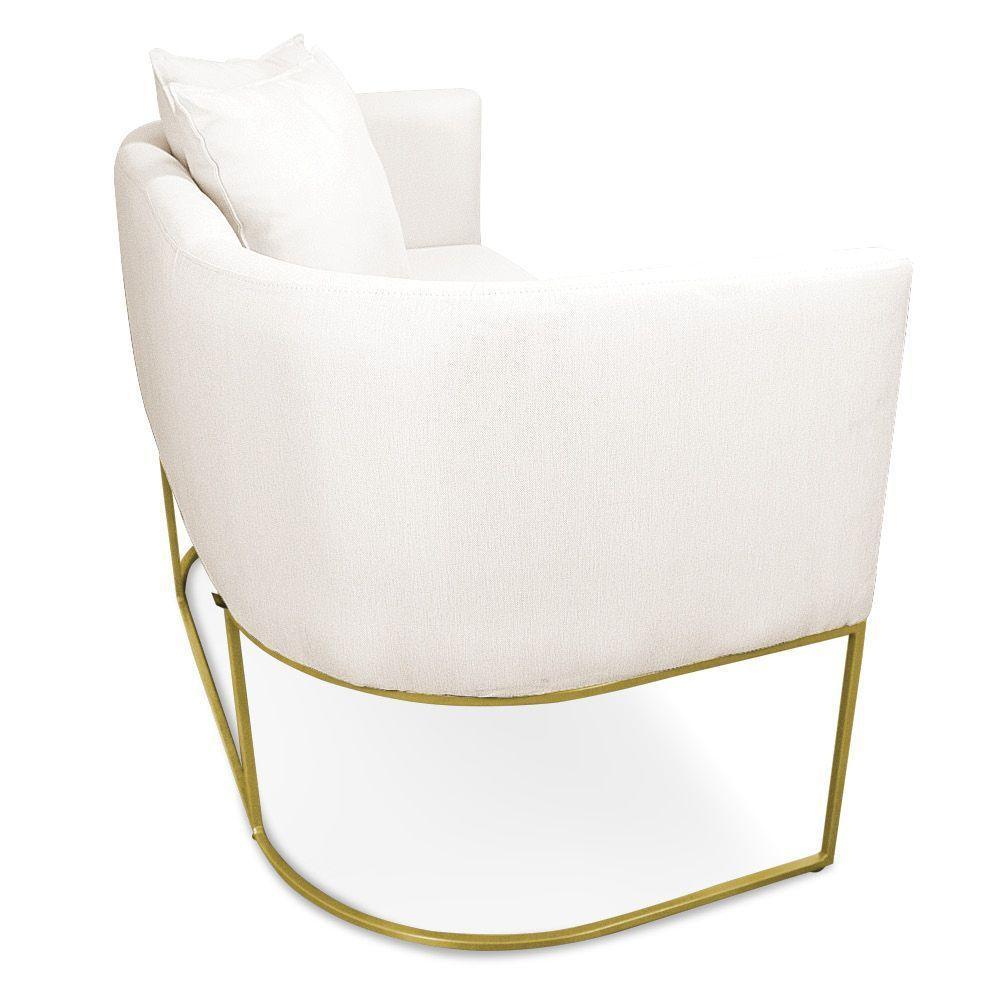 Namoradeira 02 Lugares Linho Metálica Dourado Cor A27 Areia - 4