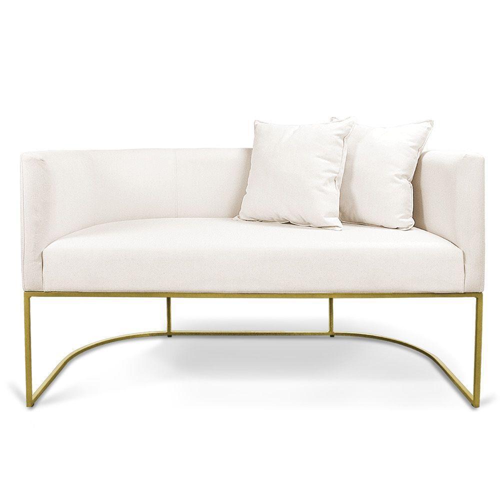 Namoradeira 02 Lugares Linho Metálica Dourado Cor A27 Areia - 5