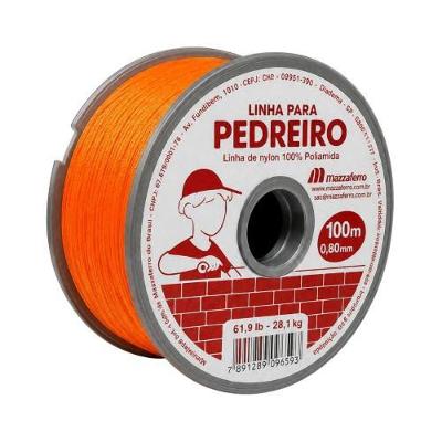 Linha para Roçadeira Pedreiro 0,80MM 100M Fio Quadrado Laranja Mazzaferro