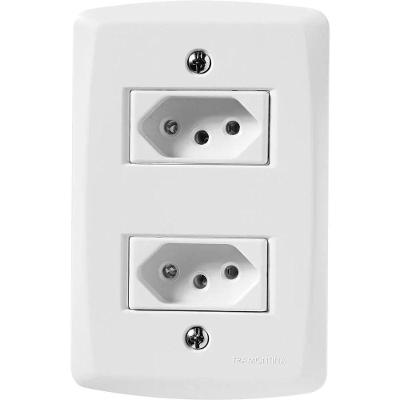 Tomadas 2P+T Conjunto com 2 10A 250V Uso Residencial Bivolt Branco Tramontina