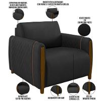 Kit Sofá 3 Lugares 223 Com Poltrona Flora M03 Preto - 10