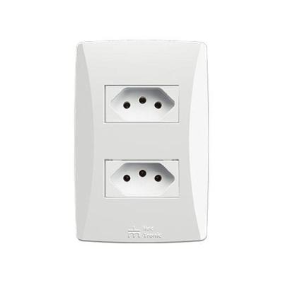 Tomada Petra 2P+T 20A-250V Bivolt Conjunto Duplo com Placa Branca Mec Tronic
