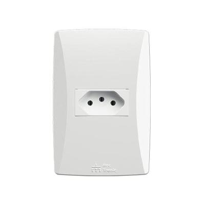 Tomada Petra 2P+T 10A-250V Horizontal com Placa Mec Tronic Bivolt