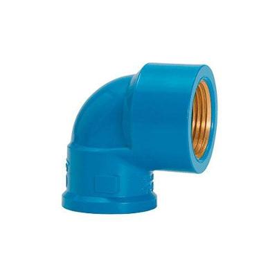 Joelho Azul PVC 25 X 1-2 90° com Bolsa Soldável e Rosca em Latão Plastubos