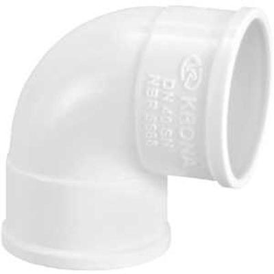 Joelho 90° para Esgoto 616 com Encaixe Confiável em PVC Branco Krona 50 Unidades