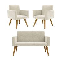 Kit Namoradeira 2 Lugares Reforçada + 2 Poltronas bege - 1