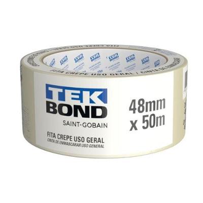 Fita Crepe 48mm X 50m Fácil Remoção Bege Tekbond 48MMX50M