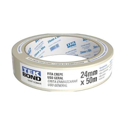 Fita Crepe 24mm X 50m Adere Bem em Diversas Superfícies Bege Tekbond 24MM 50M