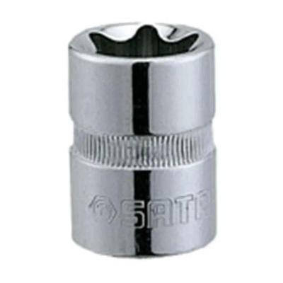 Soquete Torx E-10 Fêmea com Encaixe 1-2 e Acabamento Cromado Sata