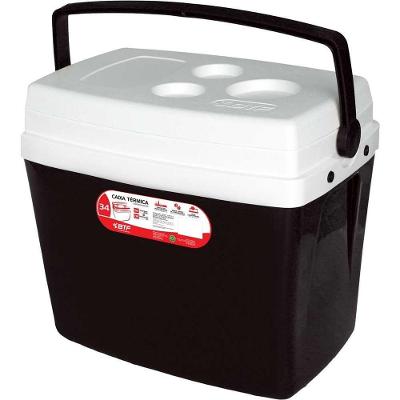 Caixa Térmica CXT0234 com EPS e Tampa Porta-copos para Transporte Preto Botafogo 34L