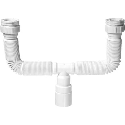 Sifão Sanfonado Duplo 861 Fácil Instalação Rosca 1.1-2 Branco Krona 720MM