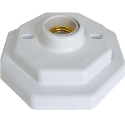 Luminária Plafon Octogonal com Bocal de Porcelana E27 Branco OPL