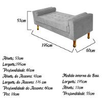 Recamier Félix King Size 195Cm Linho Chumbo